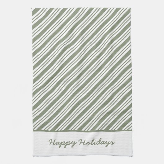 Green Candy Cane Gestreept Kerstfeest Theedoek (Verticaal)