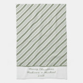 Green Candy Cane Gestreept Kerstfeest Theedoek (Verticaal)
