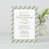 Green Candy Cane Striped Christmas Holiday Party Kaart (Staand voorkant)