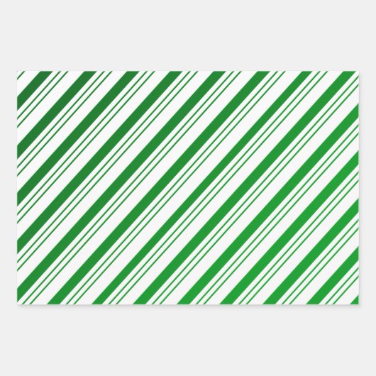 Green Candy Cane Striped Inpakpapier Vel (Voorkant)