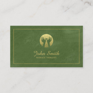 Green Canvas Golden Lijst, Handen Massage Therapy Afsprakenkaartje