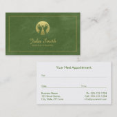 Green Canvas Golden Lijst, Handen Massage Therapy Afsprakenkaartje (Voorkant / Achterkant)
