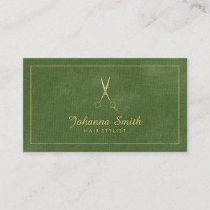 Green Canvas Gouden Lijst & Schaar Haarstylist Afsprakenkaartje