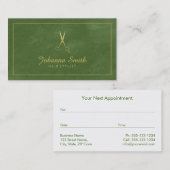Green Canvas Gouden Lijst & Schaar Haarstylist Afsprakenkaartje (Voorkant / Achterkant)