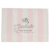 Green Cap Pink Stripes Bow Graduation Groot Cadeauzakje (Achterkant)