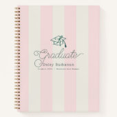 Green Cap Pink Stripes Bow Graduation Guest Book Notitieboek (Voorkant)