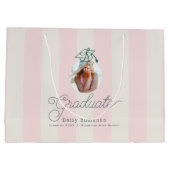 Green Cap Pink Stripes Bow Photo Graduation Groot Cadeauzakje (Achterkant)