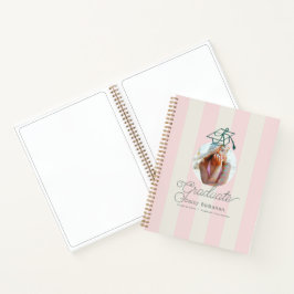 Green Cap Pink Stripes Photo Graduation Guest Book Notitieboek