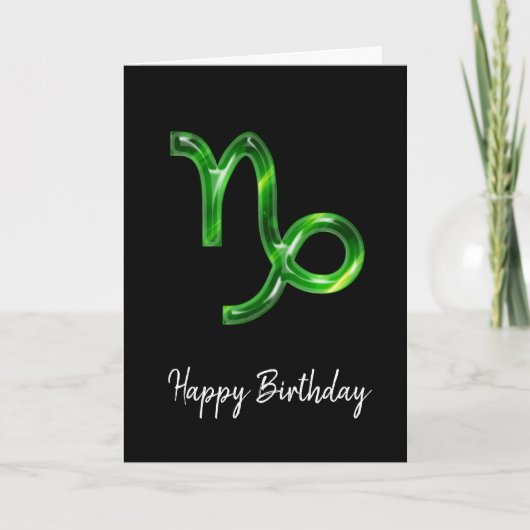 Green Capricorn Sign Birthday Kaart (Voorkant)