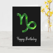 Green Capricorn Sign Birthday Kaart (Gele Bloem)