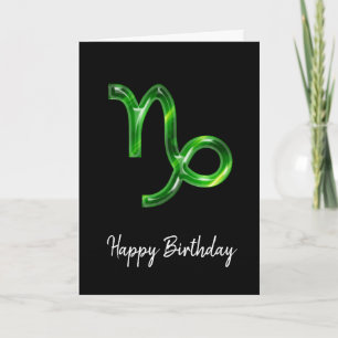 Green Capricorn Sign Birthday Kaart