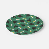 Green Caps Diplomas Pattern Graduation Party Papieren Bordje (Gekanteld)