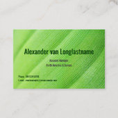 Green card with banana leaf visitekaartje (Voorkant)