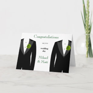 Green Carnance Gay Wedding Card voor Grooms Kaart