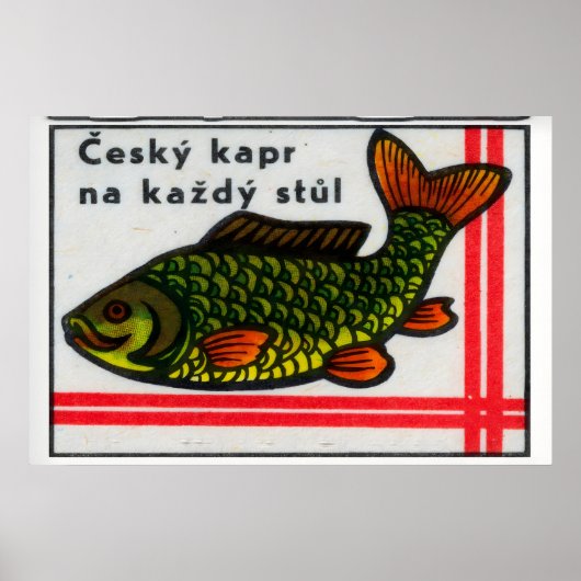 Green Carp Fish - Matchbox Print - Czech Wall Art (Voorkant)