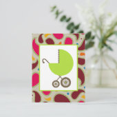 Green Carriage & Paisley Baby shower Invite Kaart (Staand voorkant)