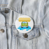 Green Cartoon Car Wash Happy Little Car Ronde Button 7,6 Cm (In situ)