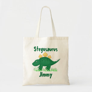 Green Cartoon Dinosaur Canvas tas