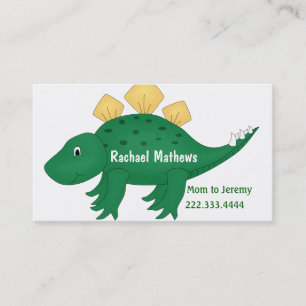 Green Cartoon Dinosaur mammie Card Contactkaartje