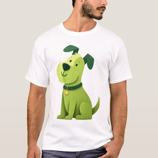 Green Cartoon Dog T-shirt (Voorkant)