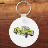 Green Cartoon Flatbed Tow Truck Sleutelhanger (Voorkant)