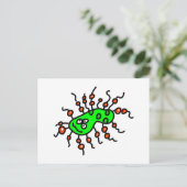 Green Cartoon Germ Briefkaart (Staand voorkant)