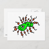 Green Cartoon Germ Briefkaart (Voorkant / Achterkant)