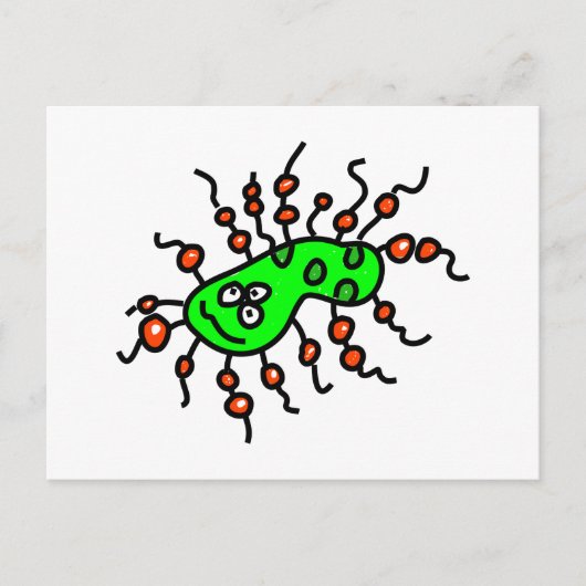 Green Cartoon Germ Briefkaart (Voorkant)