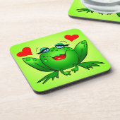 Green Cartoon Happy Lady Frog Onderzetter (Linkerzijde)