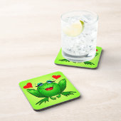 Green Cartoon Happy Lady Frog Onderzetter (Rechterzijde)
