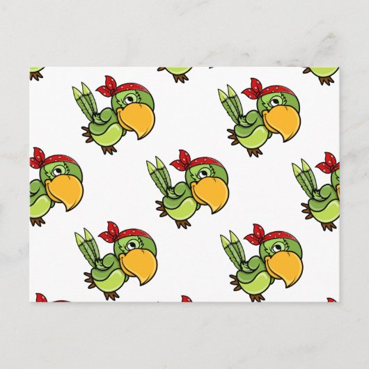 Green Cartoon Pirate Parrot Briefkaart (Voorkant)