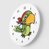 Green Cartoon Pirate Parrot Grote Klok (Hoek)