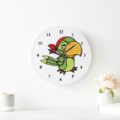 Green Cartoon Pirate Parrot Grote Klok (Huis)