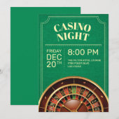 Green Casino Night Party nodigt uit Kaart (Voorkant / Achterkant)