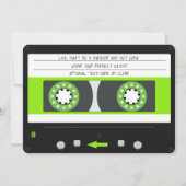 Green Cassettebandje Retro 80s Birthday Party Kaart (Achterkant)