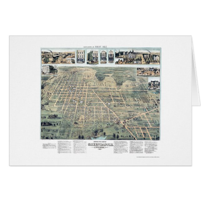 Green Castle, IN Panorama Map - 1886 (Voorkant Horizontaal)