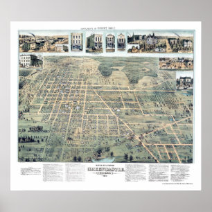 Green Castle, IN Panorama Map - 1886 Poster