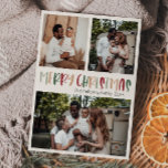 Green Casual Colorful Kerstfeest Bold Drie Foto Feestdagenkaart<br><div class="desc">Deze groene, casual kerstdappere kerstkaart met drie foto's is perfect voor uw leuke, creatieve kerstcadeautjes. Het is een uniek, speels modern lettertype in rood, boho tan, en licht en donkergroen, maken een gelukkig seizoensgebonden gevoel mogelijk. Als je de donkere winter van je geliefden wilt ophelderen met een schattige feestvreugde, dan...</div>