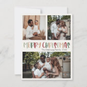 Green Casual Colorful Kerstfeest Bold Drie Foto Feestdagenkaart (Voorkant)