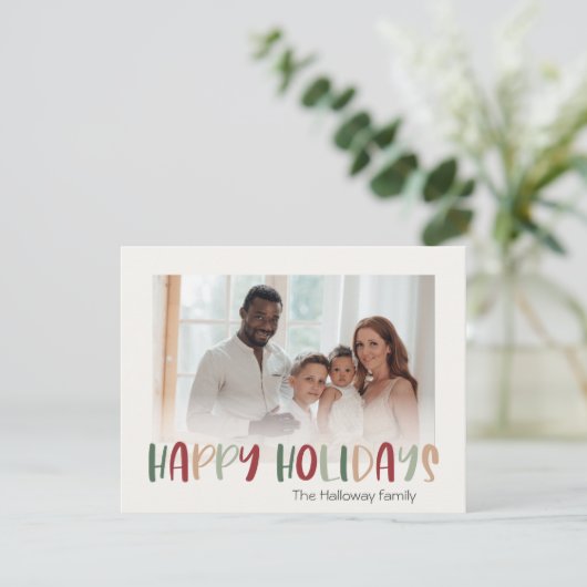 Green Casual kleurful Prettige feestdagen Faded fo Feestdagenkaart (Staand voorkant)