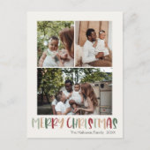 Green Casual kleurrijk kerstfeest - 3 foto Feestdagenkaart (Voorkant)