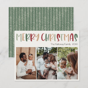 Green Casual kleurrijke kerstfoto 3 Feestdagenkaart