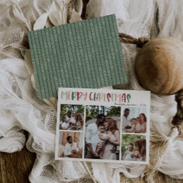 Green Casual kleurrijke kerstfoto 5 Feestdagenkaart