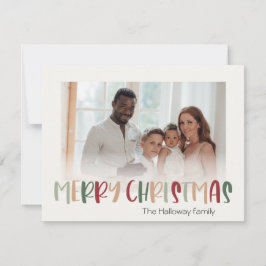 Green Casual kleurrijke kerstfoto Feestdagenkaart