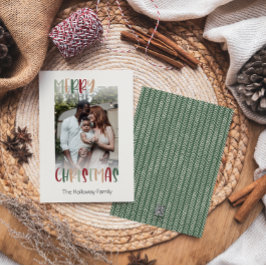 Green Casual kleurrijke kerstfoto Feestdagenkaart