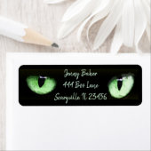 Green Cat Eyes Halloween Spooky Black Etiket (Insitu)
