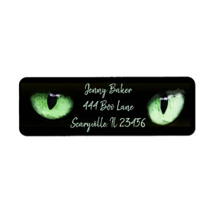 Green Cat Eyes Halloween Spooky Black Etiket
