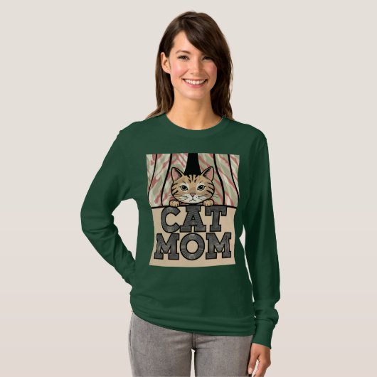 Green Cat Mom T-shirt (Voorkant volledig)