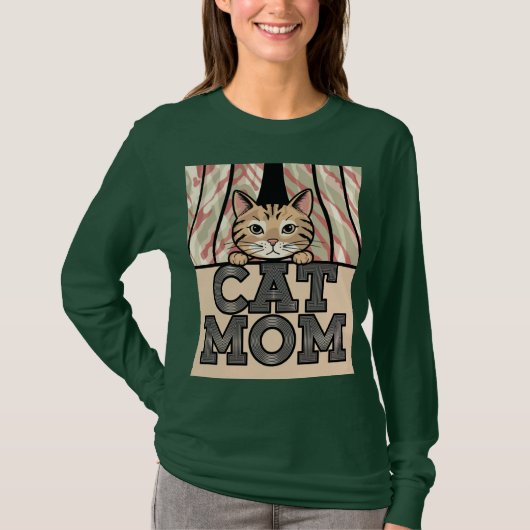 Green Cat Mom T-shirt (Voorkant)