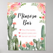 Green Catcus Waterverf Mimosa Bar Sign. Poster (Voorkant)